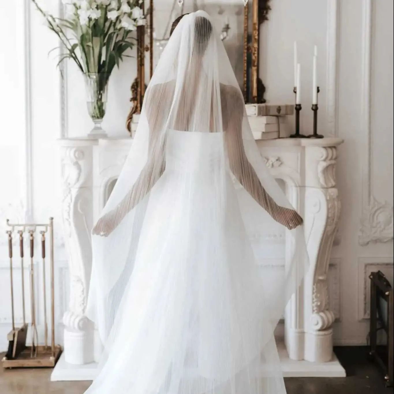 Bijoux de cheveux voiles de mariée romantiques 1 niveau voile en Organza transparent rigide avec peigne bord coupé accessoires de mariée de mariage_voghion.com