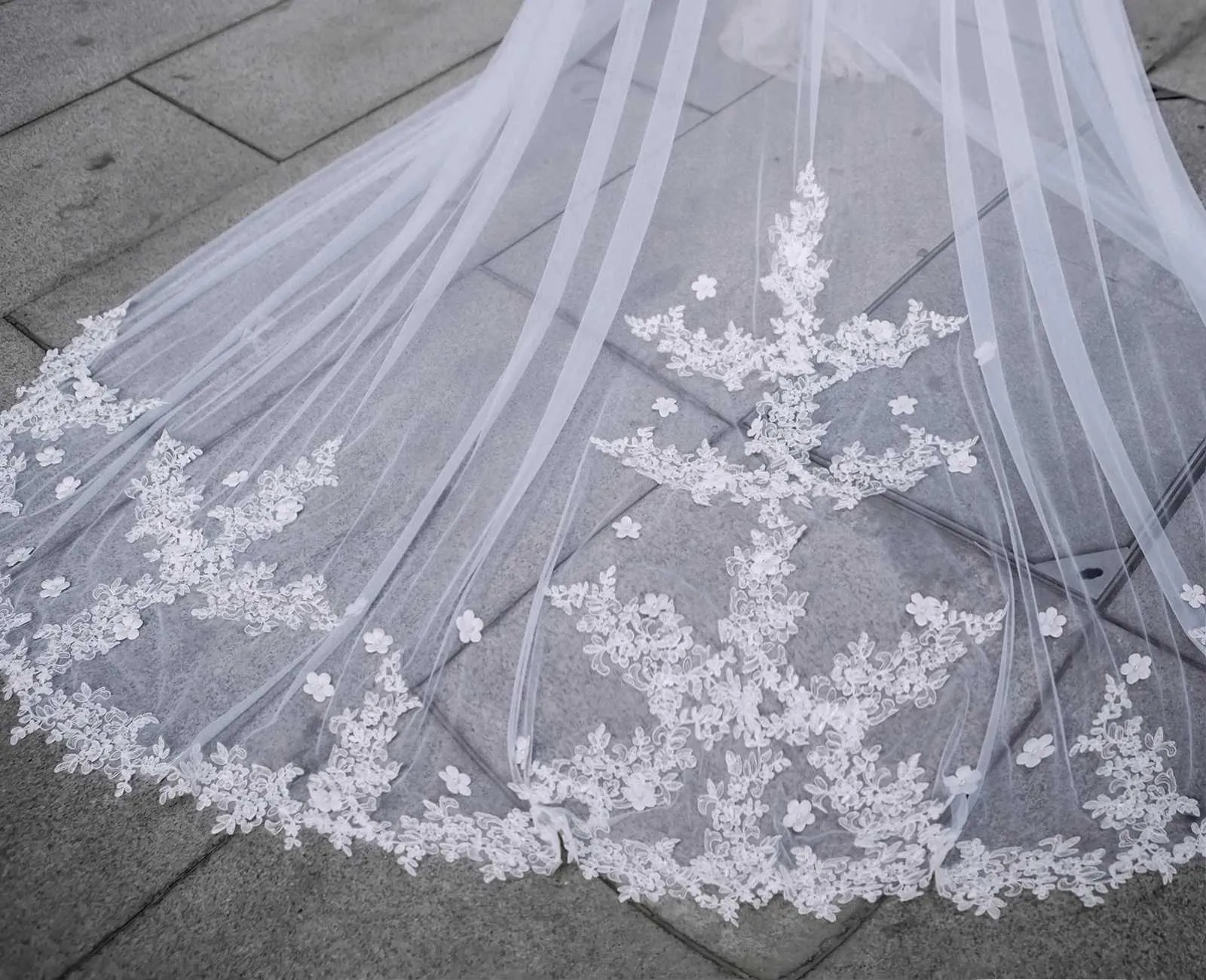 Hir Jewelry Large Lce Ptch Voile De Mariage 2 Niveaux Long Cthedrl Drop Style Illusion avec Blush Bridl Accessoires_voghion.com