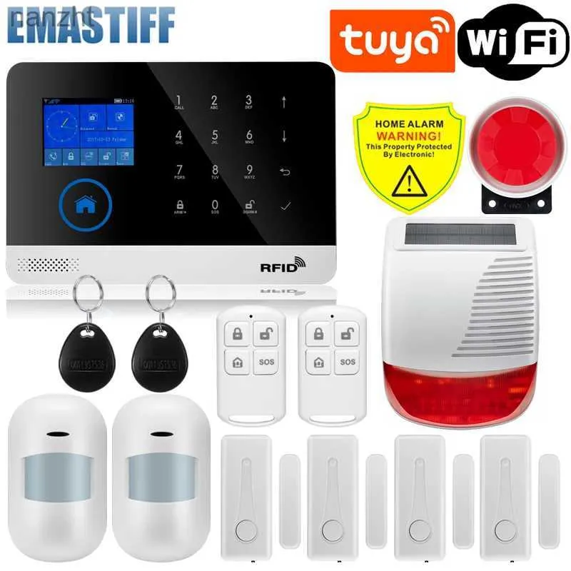 アラームシステムタッチキーボード433MHz Tuya Wifi GSM Home Burglar Security Wireless Alarm System Motion Detectorアプリケーションコントロール火災煙探知器wx