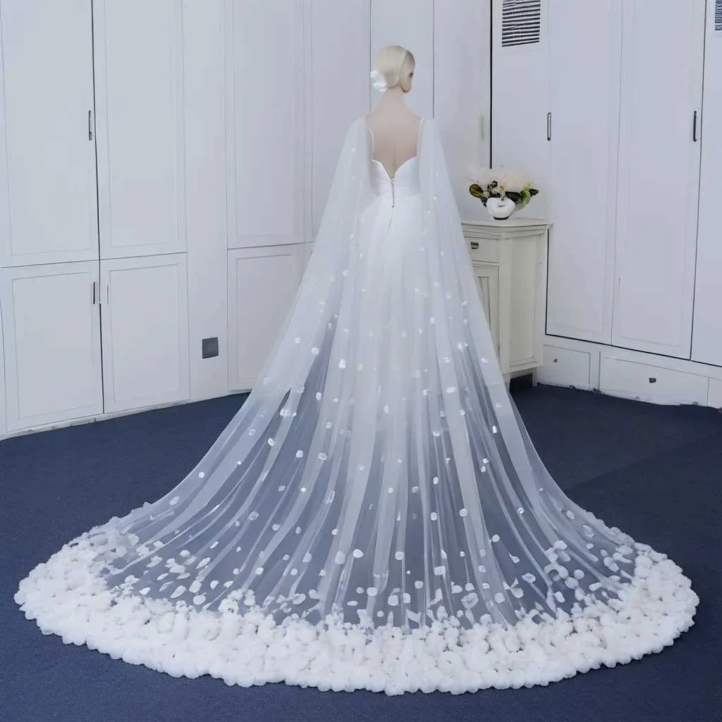 Bijoux de cheveux femmes VG44 voiles de mariée longue cathédrale style soirée cape veste femmes épaules nues boléro mariage_voghion.com