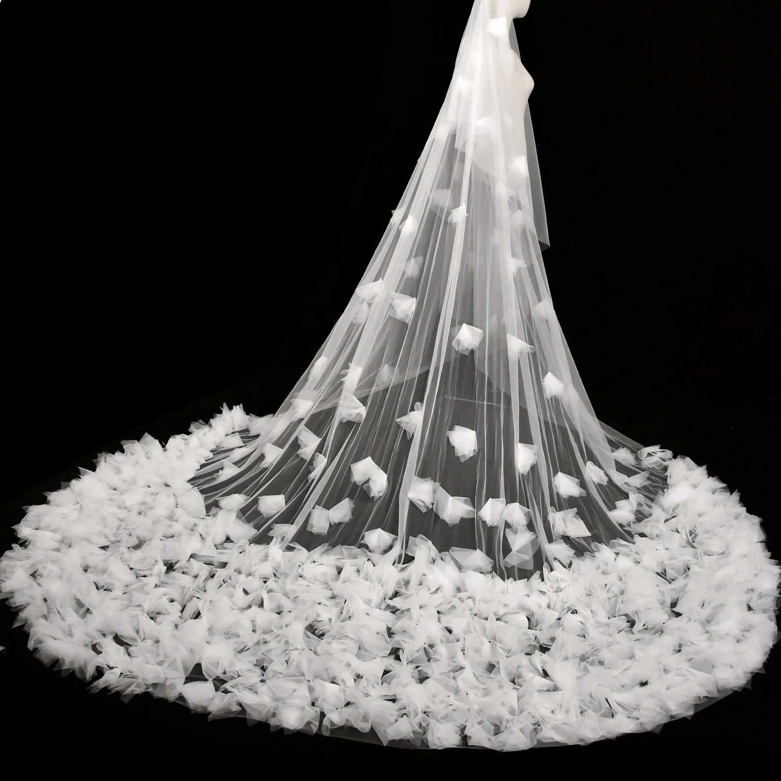 Wedding Veil Cathedral Length Soft Bridal Illusion With Comb_voghion.com