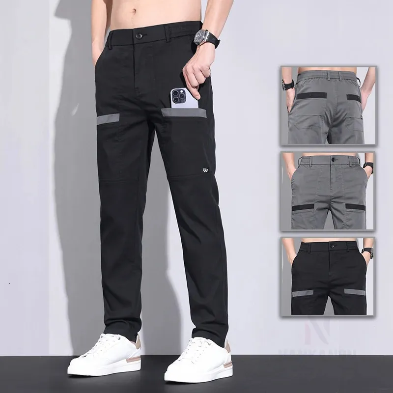 Summer Mens Casual Pants Thin Ice Silk Leggings Fashion Stretch Comfortable Overalls 240508