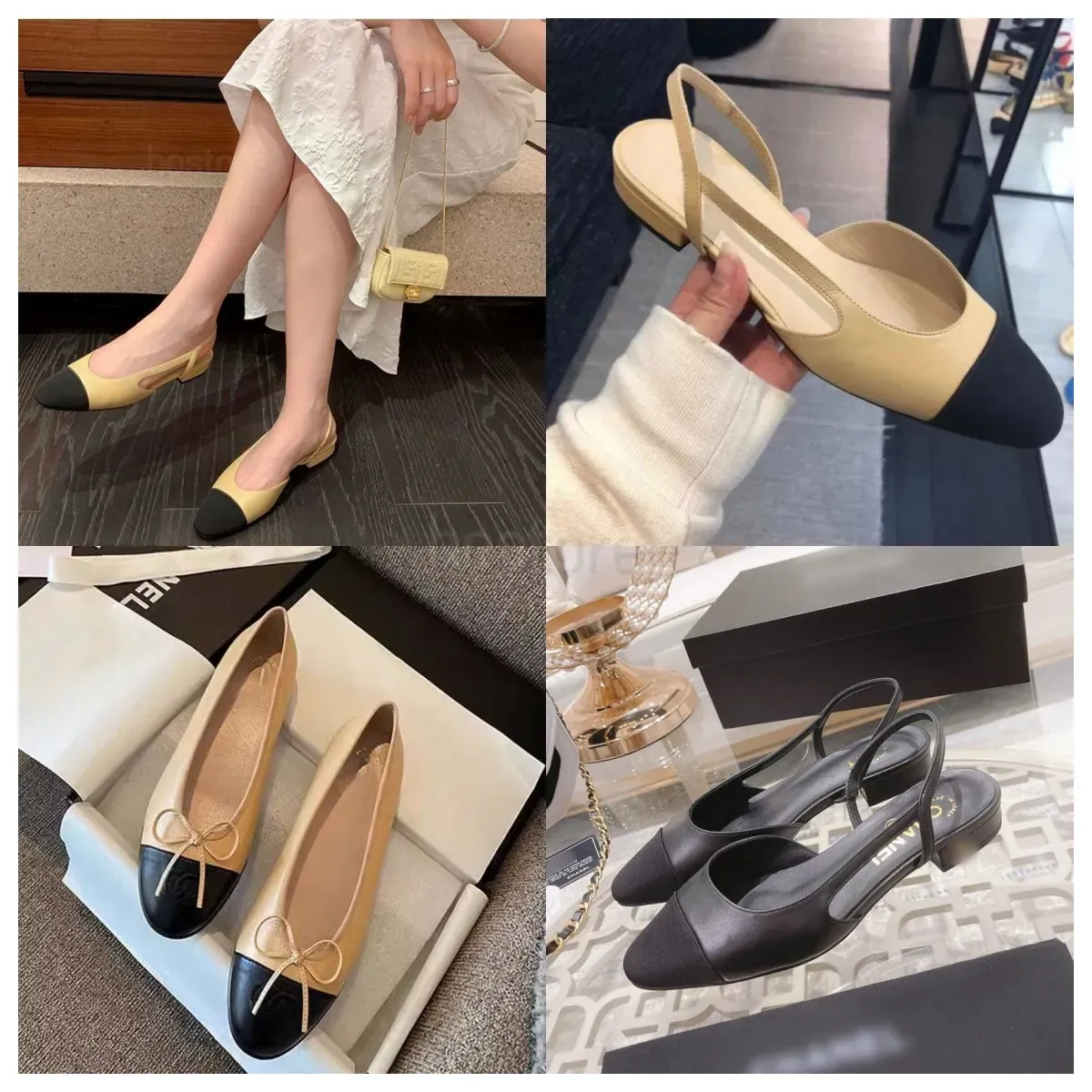 2024 Designer Sandals Fashion Heels Ballet Flats Eather Slingback Teli Abito da sposa Scarpe da sposa Office Fall Fall Round Testa Flat da lavoro Flat Wate Borse di alta qualità