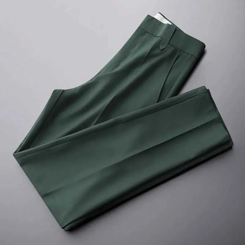 Men's Pants Spring high-end suit pants for men 2022 new business gentleman no iron nine part pants Ice silk wrinkle resistant casual pants Y240513