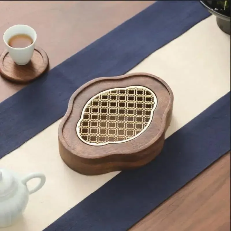 Tee Tabletts Walnuss Massivholzplatte Chinesische Vintage Wasserspeicher Topf Halter tragbarer kleiner trockener Einweichentisch Mini