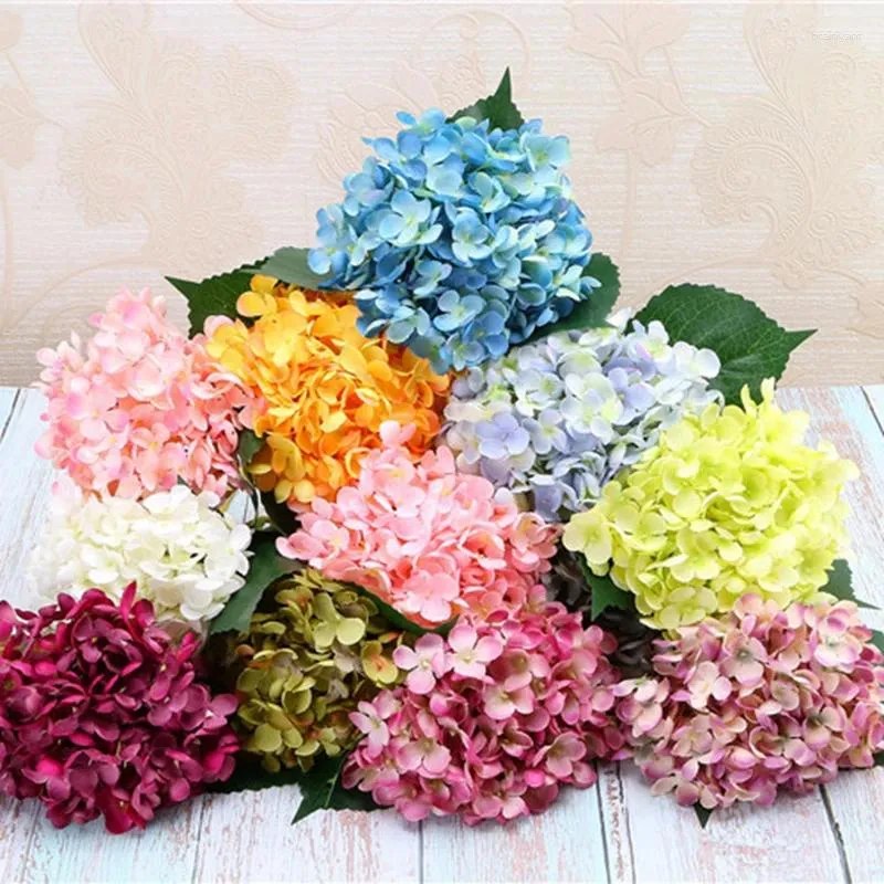Fleurs décoratives Luanqi Fleur artificielle Hortensia Branche maison Décor de mariage Autum Silk Plastique de haute qualité Salle de fête