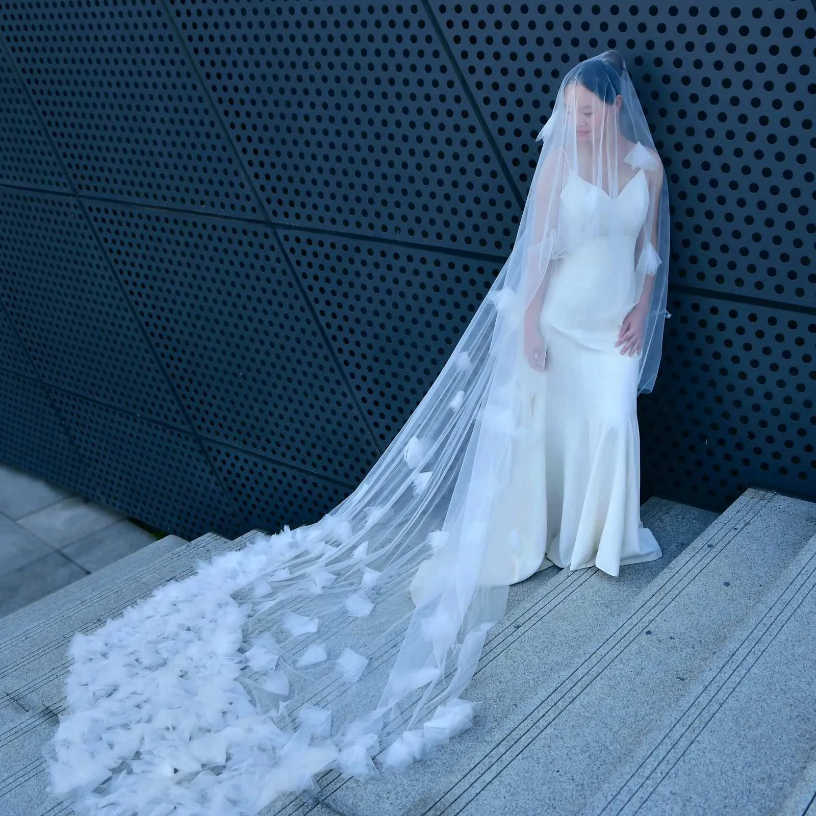 Wedding Veil Cathedral Length Soft Bridal Illusion With Comb_voghion.com