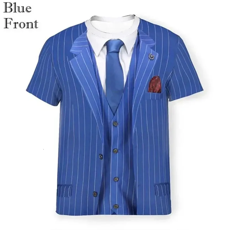 Western Suit 3D-geprinte T-shirts voor mannen Hoge kwaliteit Male Persoonlijkheidsinstelling Business Suit Gedrukt 3D Design T-shirts Summer Tops 240513