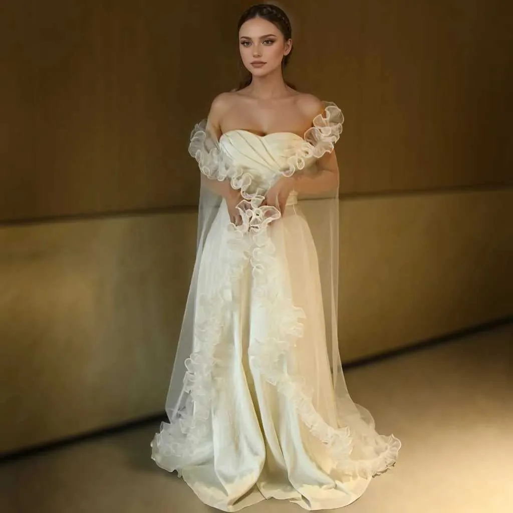 Hair Jewelry V212 Bridal Veils with Chic Ruffles NO COMB Veil Bolero Shawl Removable Wedding Accessory_ipsvogv.com