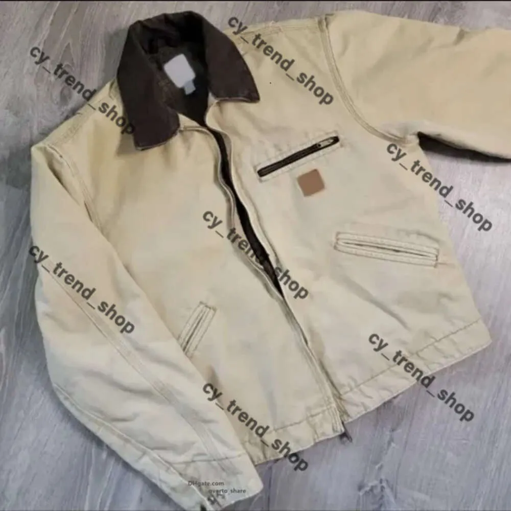 Carharrtt kurtka dżinsowa marka mody Cahart Canvas Way Wax Wax Dyed Detroit Jacket Coat American Style Worwear Etykieta luźna kurtka carhat Tops 683