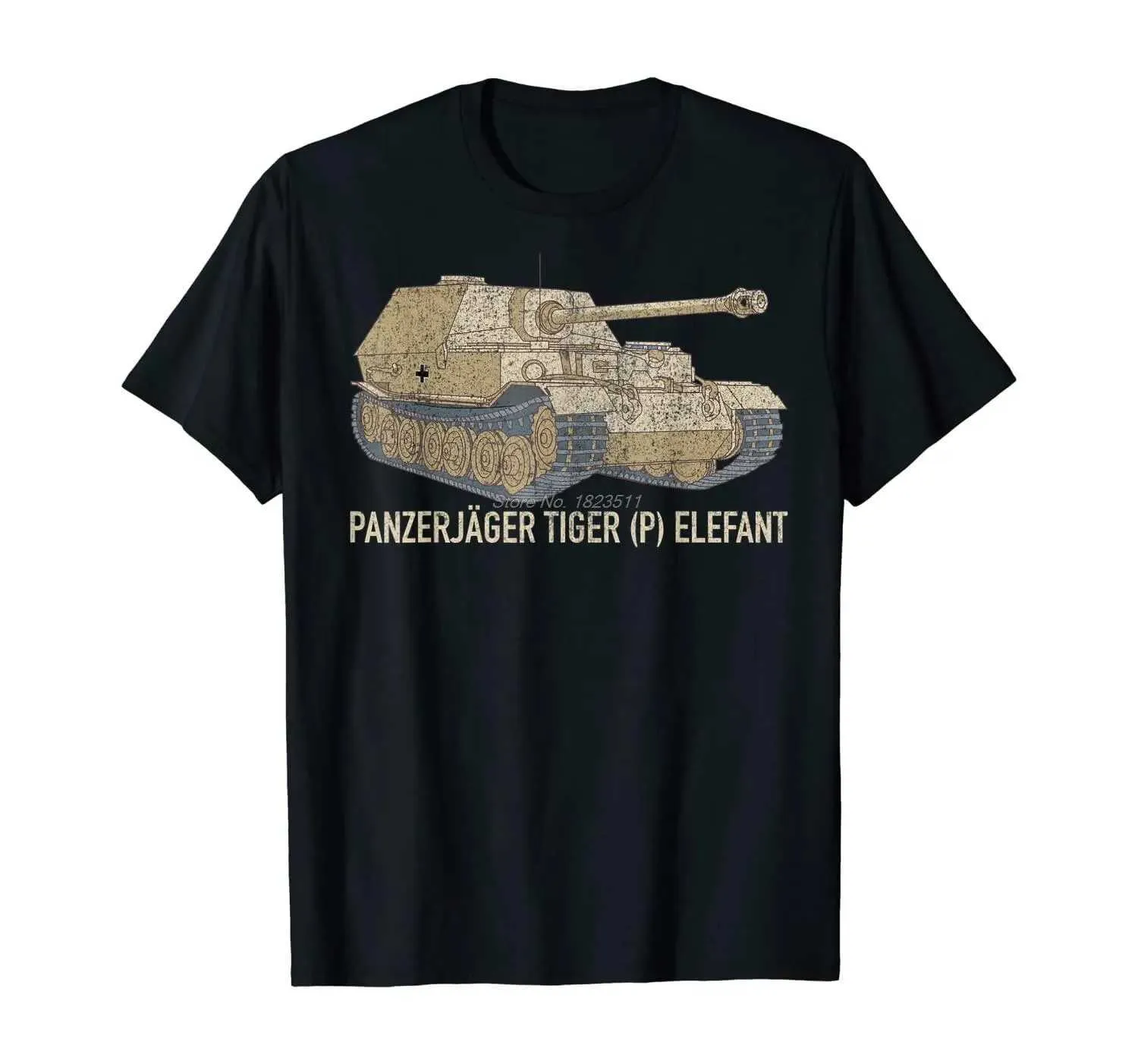 Мужские футболки Elefant Tank Destroser German Panzerjager Tiger (P) Танк-футболка летняя хлопковая короткая Slve Slve