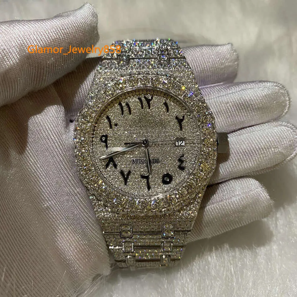 Iced Out VVS Moissanite Hip-Hop Mechanische buste polsbuste horloge