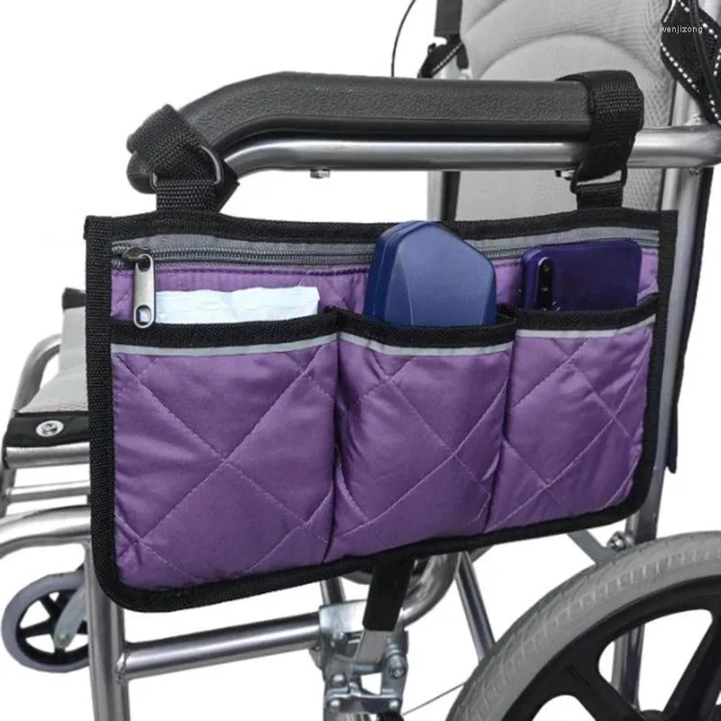 Sacs de rangement accoudoir en fauteuil roulant sac latéral poche portable adapté à la plupart des roues de marche et accessoires d'équipement mobile