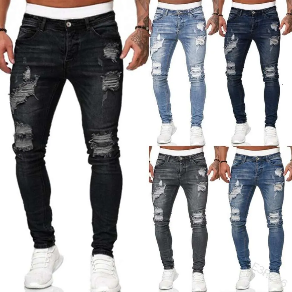 Herrenhosen neuer Stile mit Löchern, schwarz schlanker Denim-Schlankerhose für Männer M513 51