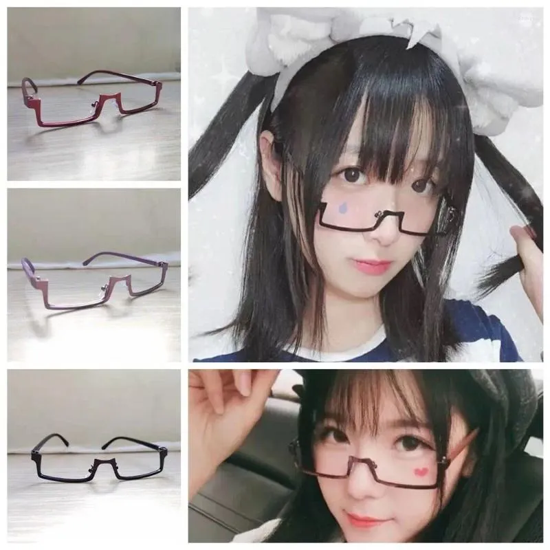 Fournitures de fête Square Ovale Half-Frame Lunes Personnalisés Anime Cos Fake Fake Multicolour Pography Prophes Eyeglass Girls