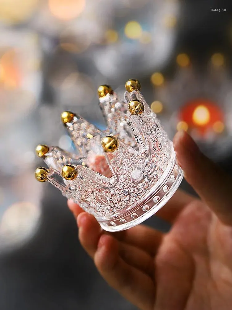 Candle Holders Crystal Glass Candlestick Crown Style Romantic Wedding Decoration Bar Party Living Room Bougeoir Home Decor