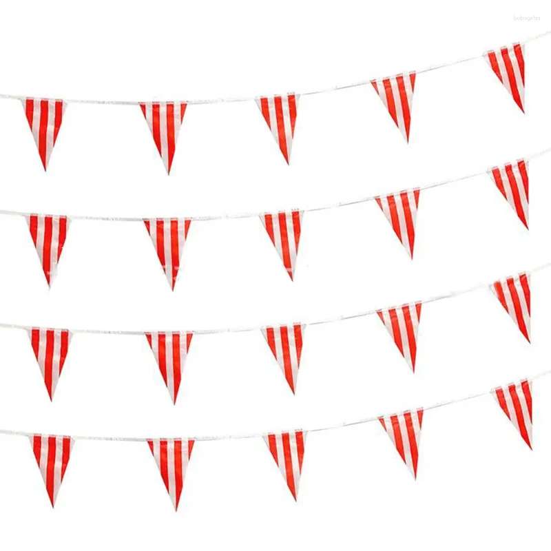 Fiori decorativi 1 set bandiere banner 10/30m rosso e bianco a strisce di plastica in plastica di plastica circo di matrimonio Grand Event Event Decorazioni