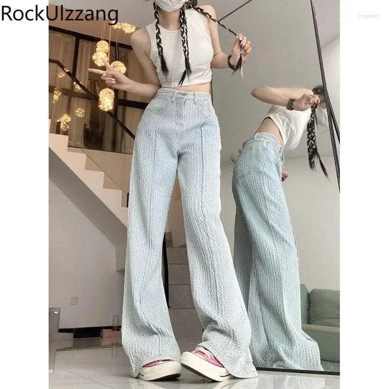 Women's Jeans Women Denim Pant Pocket High Waist Fashion Casual Long Trouser Pantalones Y2k Clothes Korean Plus Size Vintage Solid Plaid