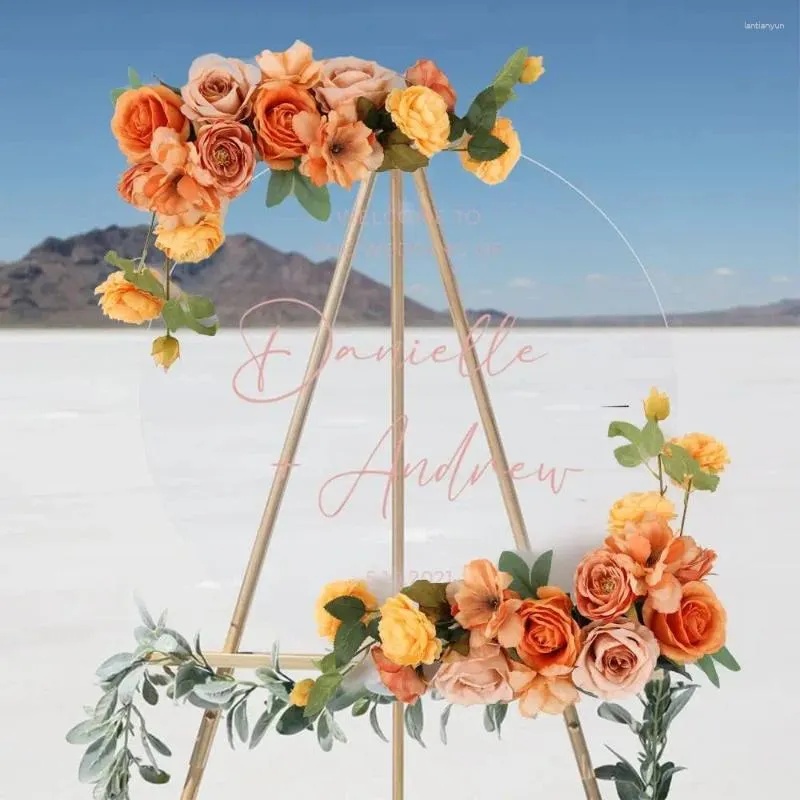 Decorative Flowers 2pcs Artificial Wedding Hanging Garlands Welcome Sign Background Boho Arch Party Decoration Fake Store Window