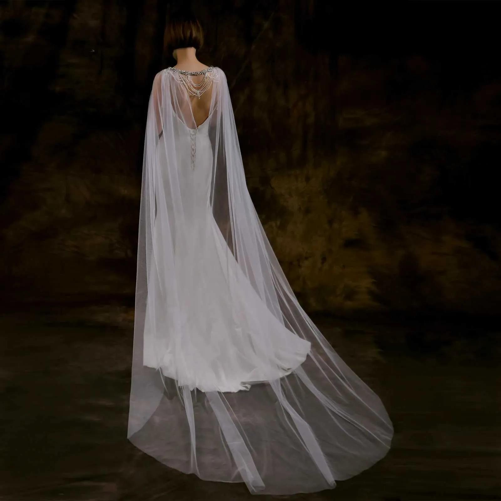 Gioielli per capelli Donna VG83 Mantello da sposa lungo cattedrale Mantelle Velo Accessori da sposa per la sposa Bolero Scialle da sera morbido_voghion.com