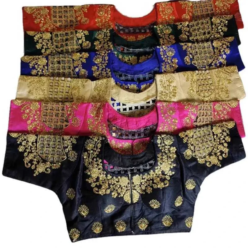 Vêtements ethniques choli tops emboided Readymade India saree sari womens ropa de la India Pakistan Clothing Blackl2405