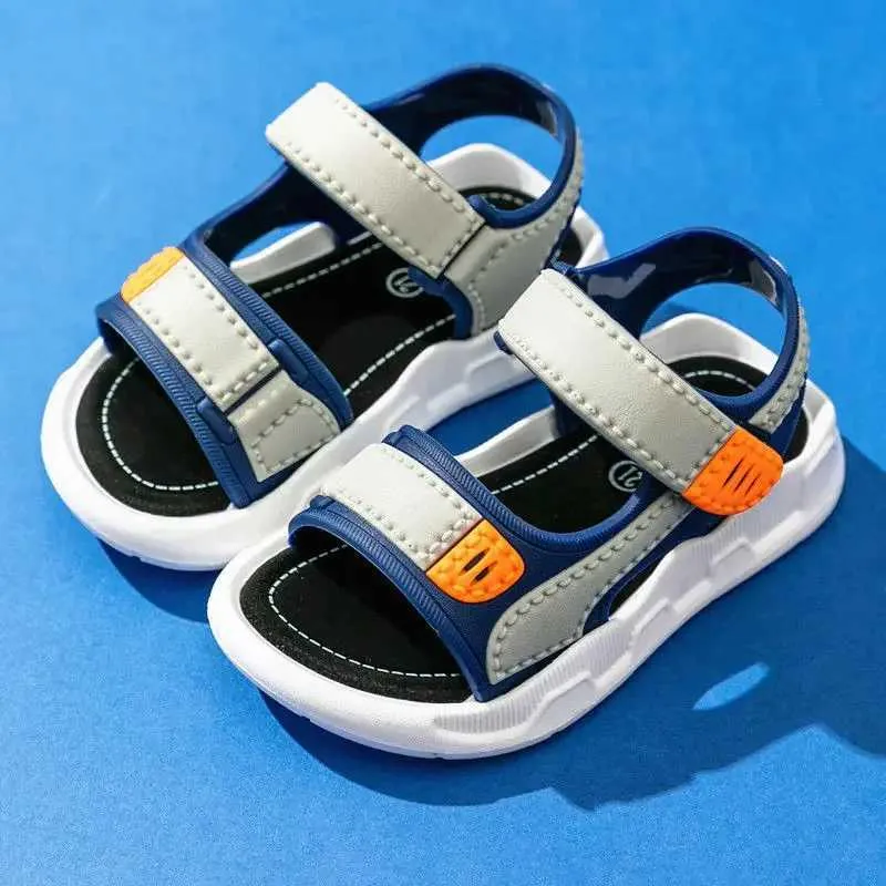 Sandals enfants en cuir d'été sandales de bébé chaussures de bébé pour enfants chaussures plats sportiels doux et non glissé pour enfants décontractés sandalsl240510