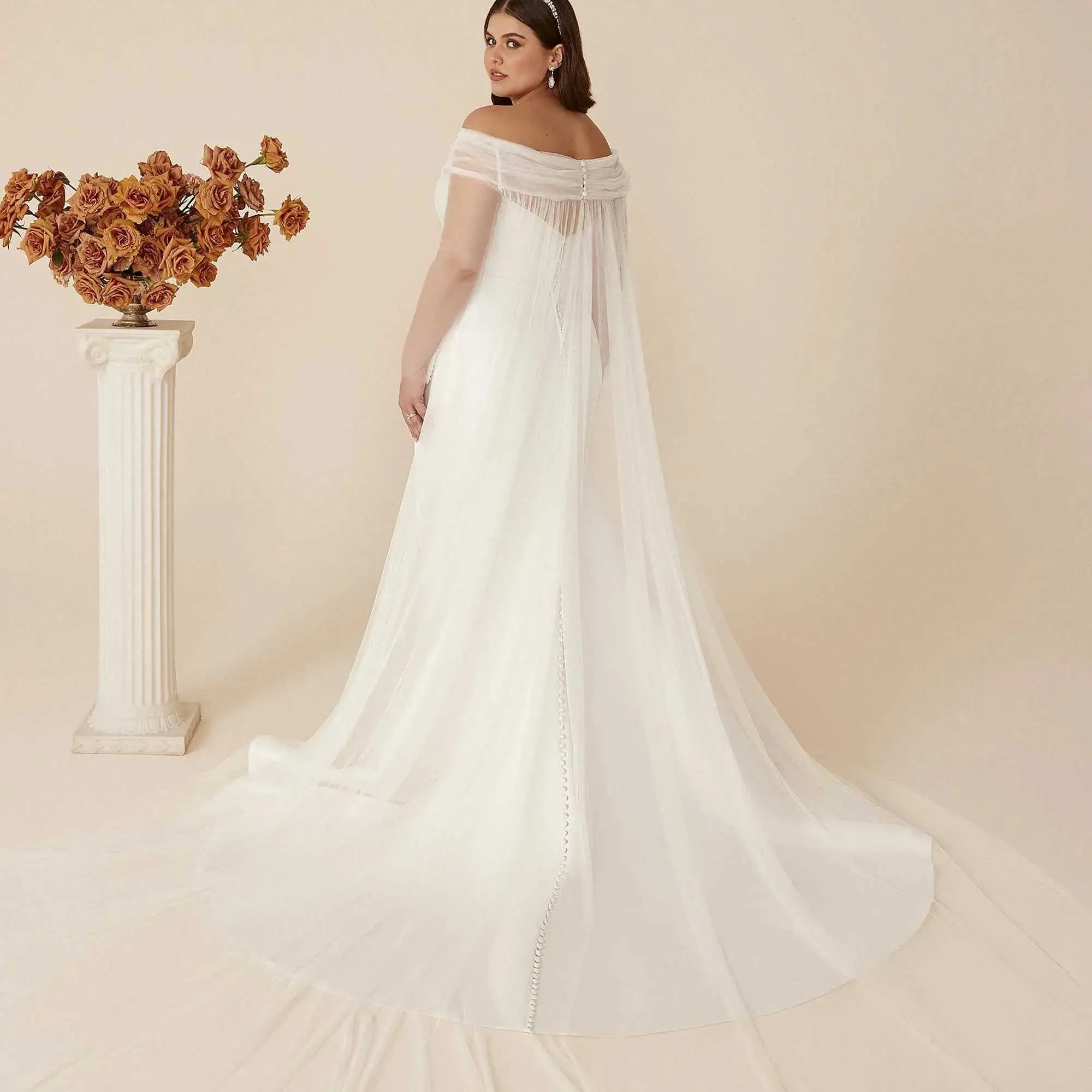 Hair Jewelry VG87 Cathedral Bridal Cape Veil Bolero Jacket Womens Plus Size Shawl Bride Accessories Wedding Coat_voghion.com