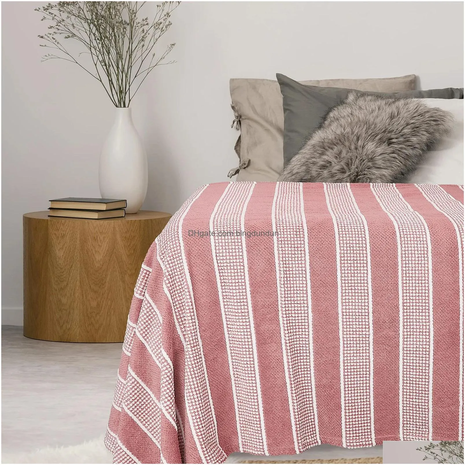 Couvertures Cloocl Fashion Striped Throw Pots épisser une couverture de flanelle confortable pour la litière canapé-voiture CAM toutes les saisons 231113 Drop Livraison Ho Dhncq