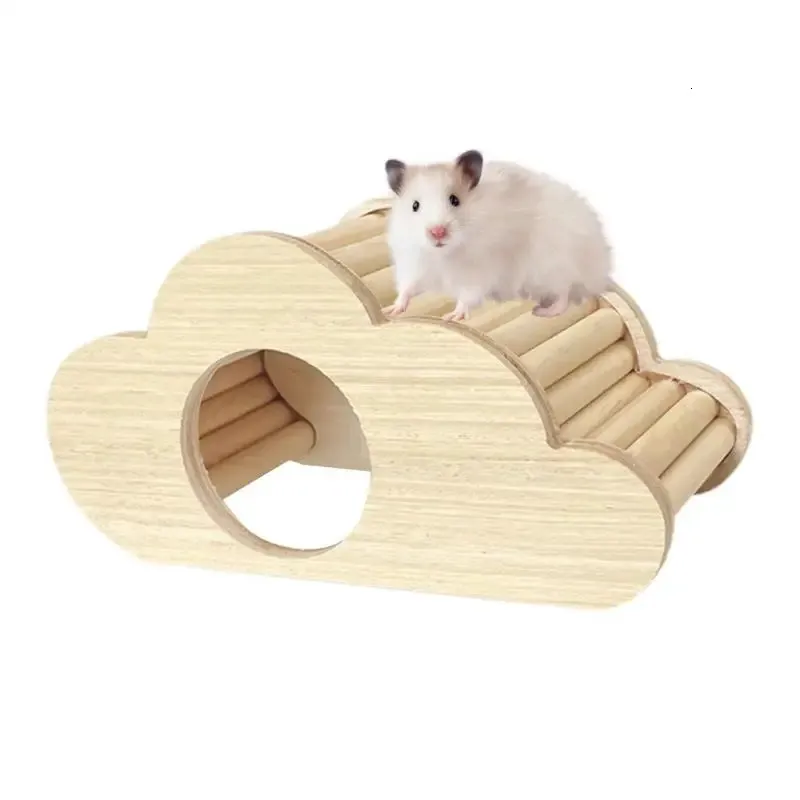 Hamster nain cachette maison naine hamster cage habitat en bois avec échelle d'escalade de petits animaux refroidisse mâteur mât de jouet 240507