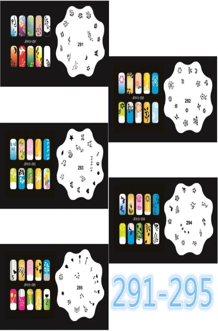 2017 New Fashion Airbrush Nail Stencilsセット291300ツールDIY Airbrushing 10 Xテンプレートシート用エアブラシキットネイルアートペイント5072056