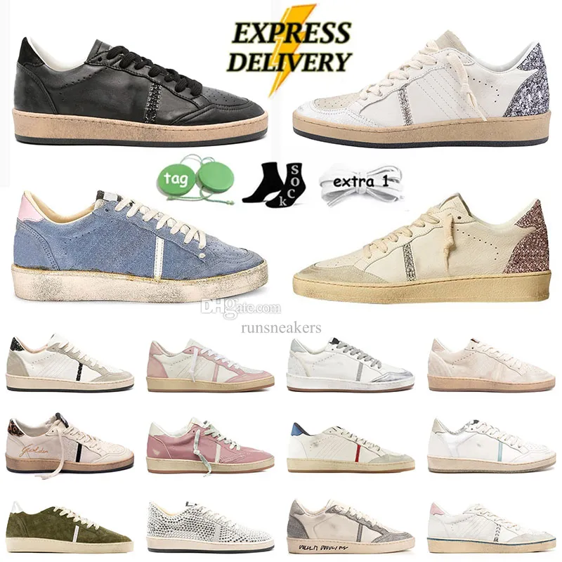 Golden Designer Casual Shoes Women Super Star Brand New Release Ball Star Star Luxury Shoe Italie Sneakers Sequin Classic White Do Old Dirty Men Sneakers Lace Up Shoes 35-46