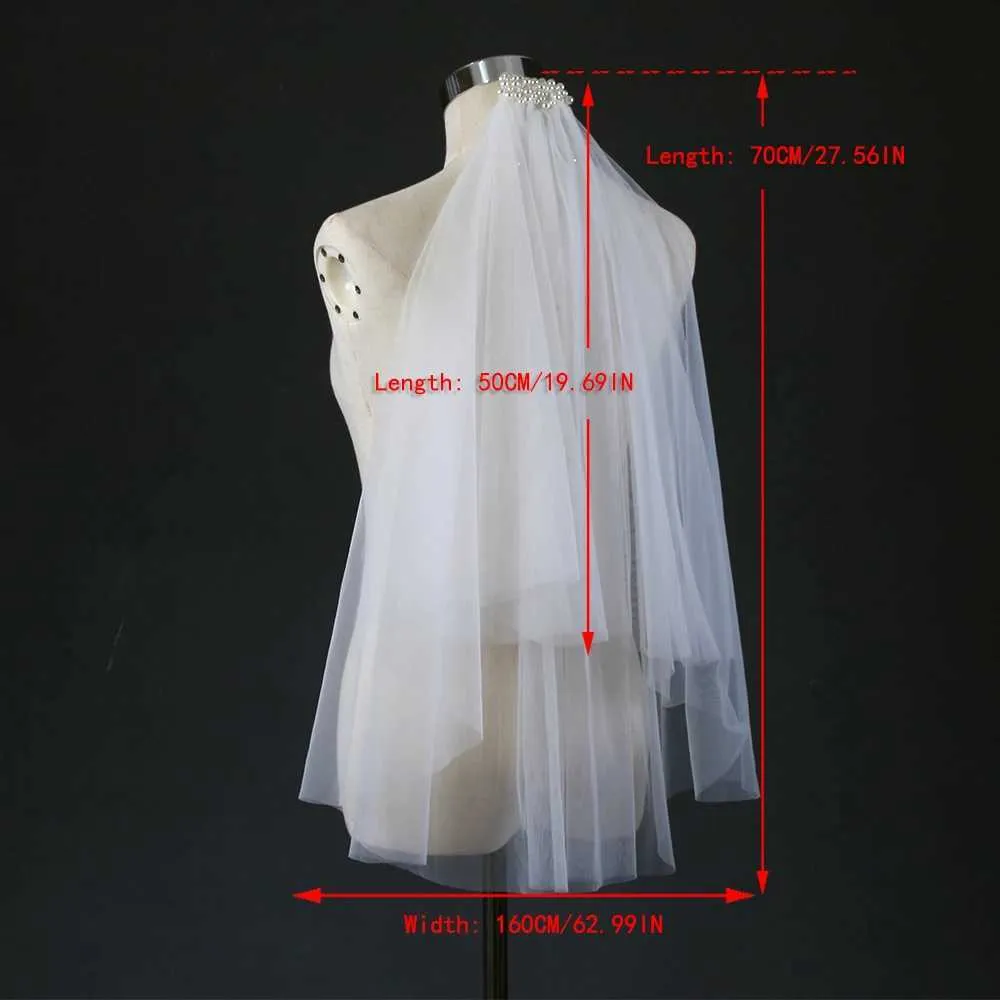 Brautschleier Mit Kamm 2-lagig Mit Perlen Für Die Hochzeit_voghion.com