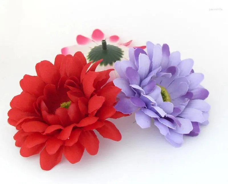 Flores decorativas 20 peças crisântemo artificial Daisy Silk Flor Heads