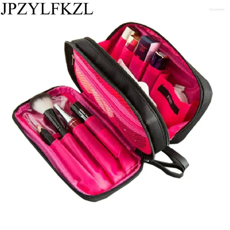 Sacs de rangement Jpzylfkzl Fashion Nylon Double Zipper Make Up Case Cosmetic Women Makeup Sac à main