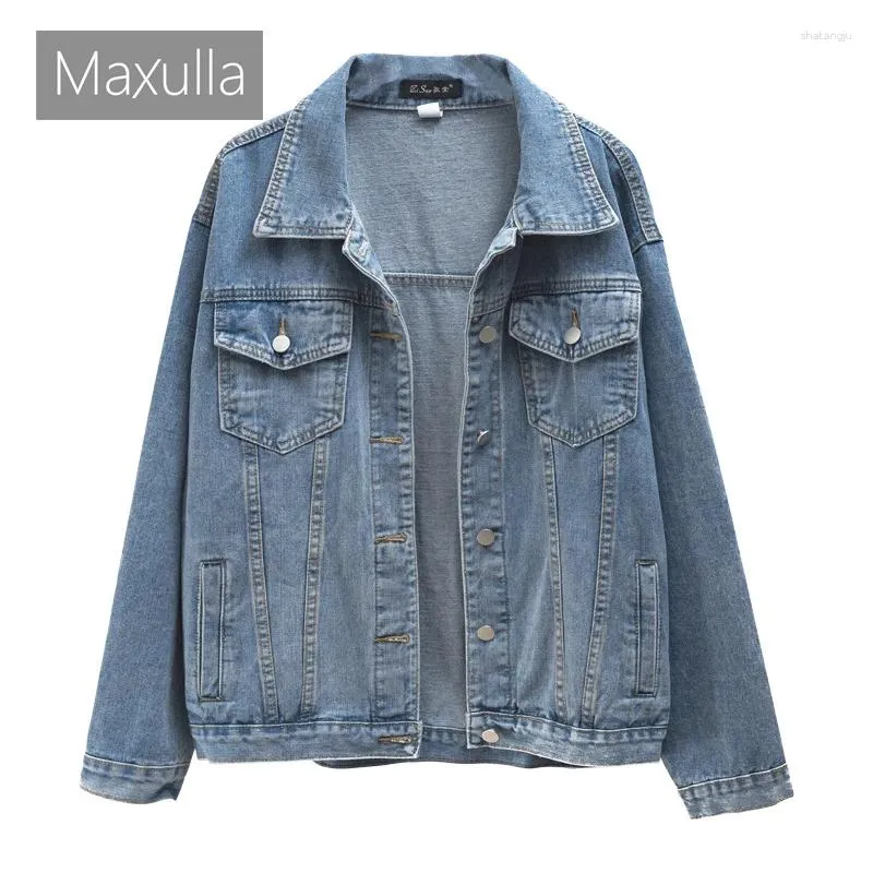 Vestes pour femmes printemps dames couleurs massifs vintage manteau denim extérieur coton décontracté top top fashion revers moto usure