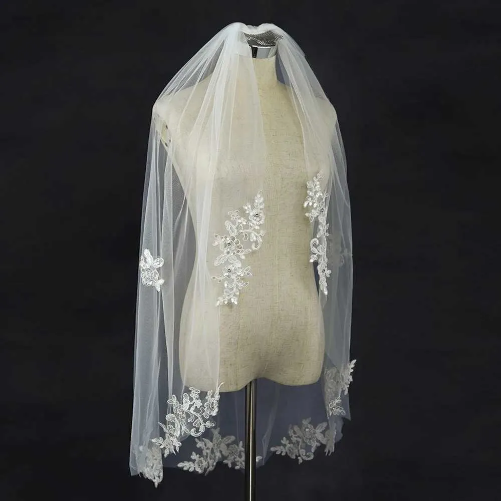Schmuck Klassische Hochzeit Spitze Rand Braut Schleier 1 Tier Diamant Ellenbogen Länge Schleier Braut Haar Zubehör Bachelorette_voghion.com