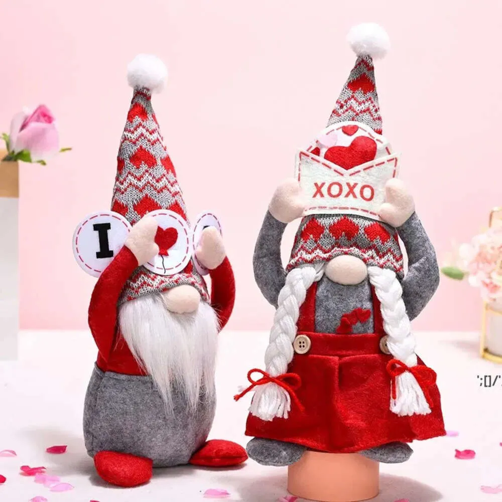 Suministros de día Valentine Plush Gnomes Decoración de la fiesta Sr. Sra.