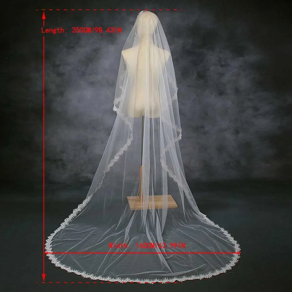 Bijoux de cheveux voile 1 niveau longs voiles de mariage accessoires de mariée garniture en dentelle festonnée Tulle doux court Veu VP98_voghion.com