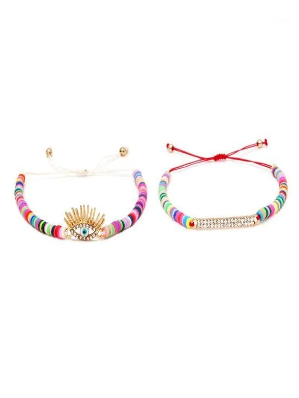 Bracelets de charme polymère argile Heishi Diamante Long Eyes Eyes Bar Summer Femmes Men Red String Kabalah Breatt Bijoux Gift16787339