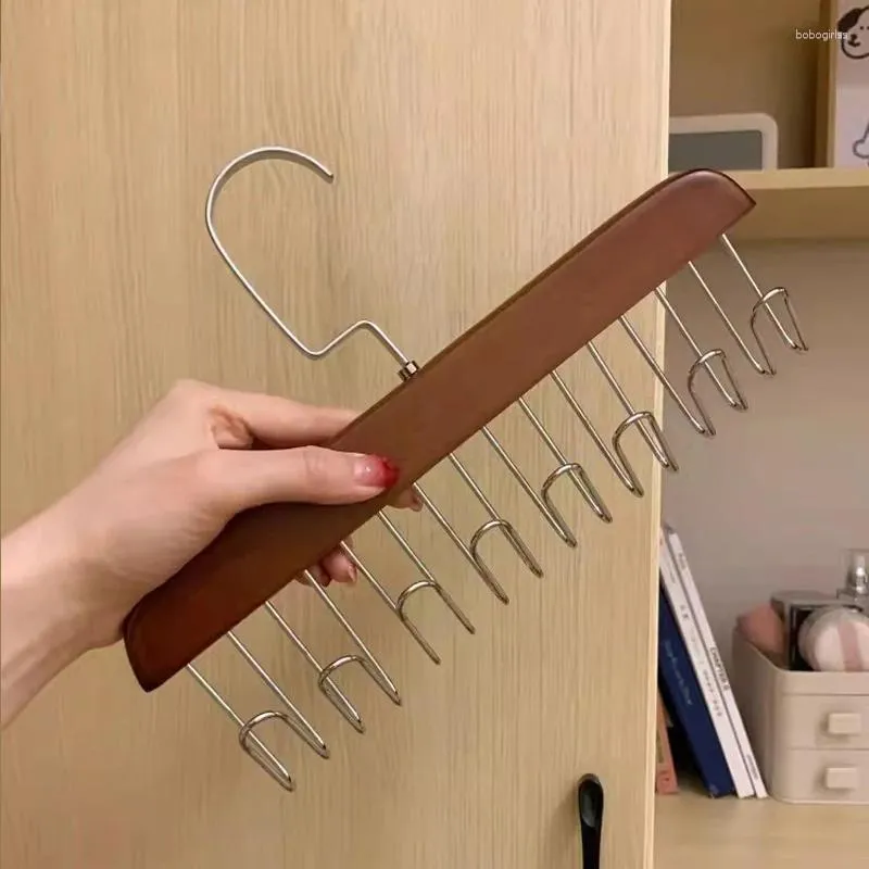 Hangers roteerbare houten riemen Camisole Hanger 8 Hooks Tie hoeden bars hangende organisator rack garderobe ruimte besparende kleding opslag