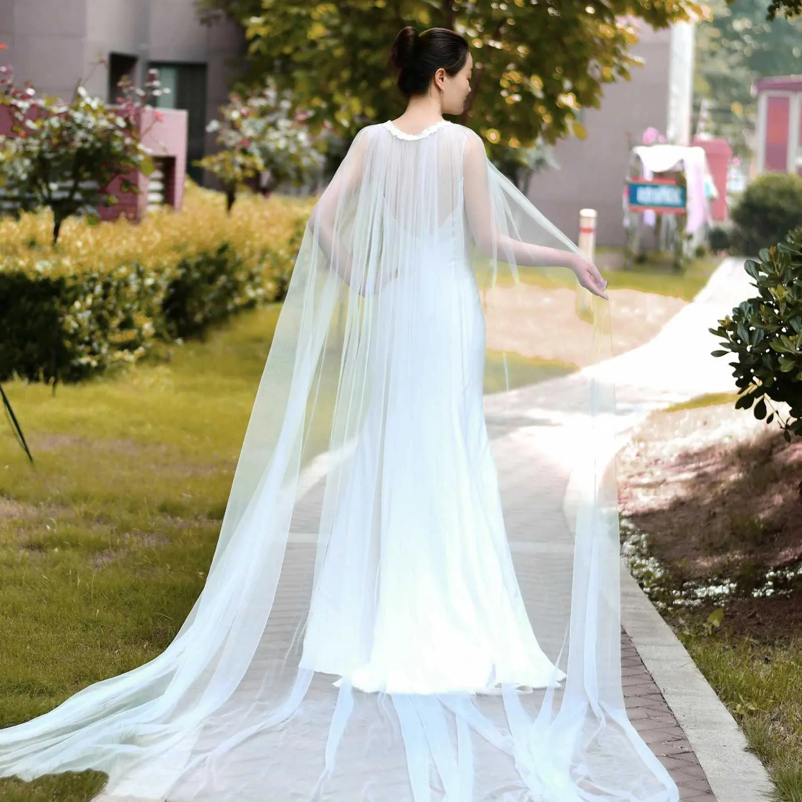 Haarschmuck für Damen, eleganter Umhang, Cape, Schleier, schlichter Bolero, Braut, weicher Tüll, Schal, Hochzeitskleid, Zubehör für VG28_voghion.com