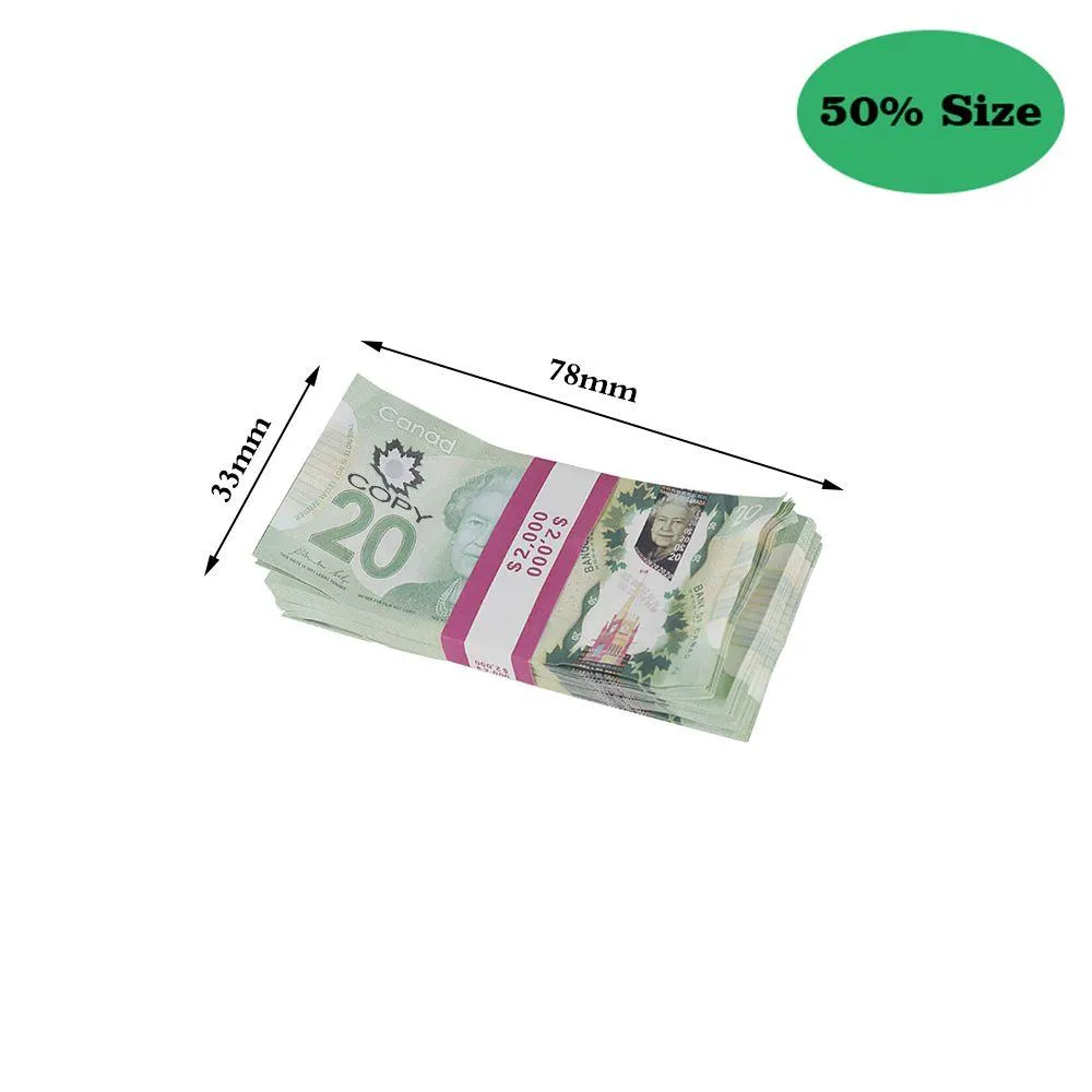 Other Festive Party Supplies 50% Size Aged Prop Money Canadian Dollar Fake Copy Cad Banknotes Paper Play Movie Props For Birthday Dhaew