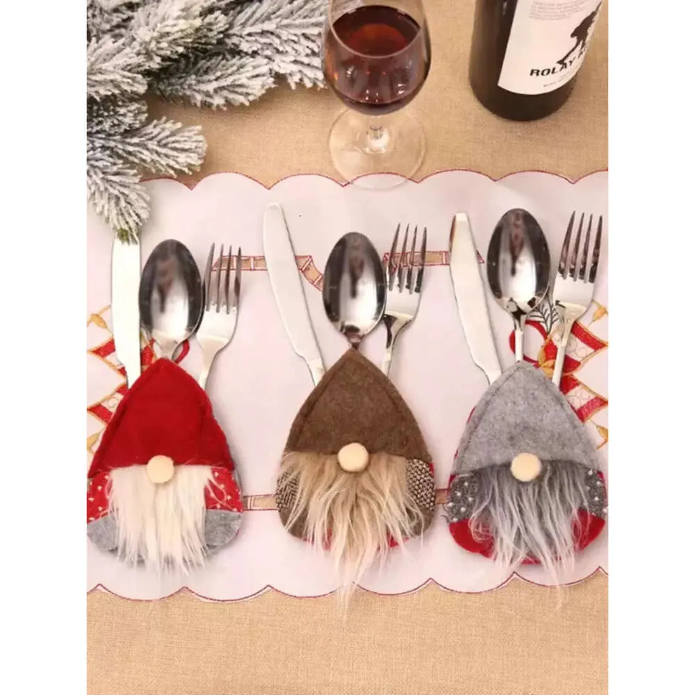 Fork Swedish Tableware Santa Knife Gnome Cutlery Holder Sierware Bag Christmas Party Table Dinner Decor Fy3955 T1011