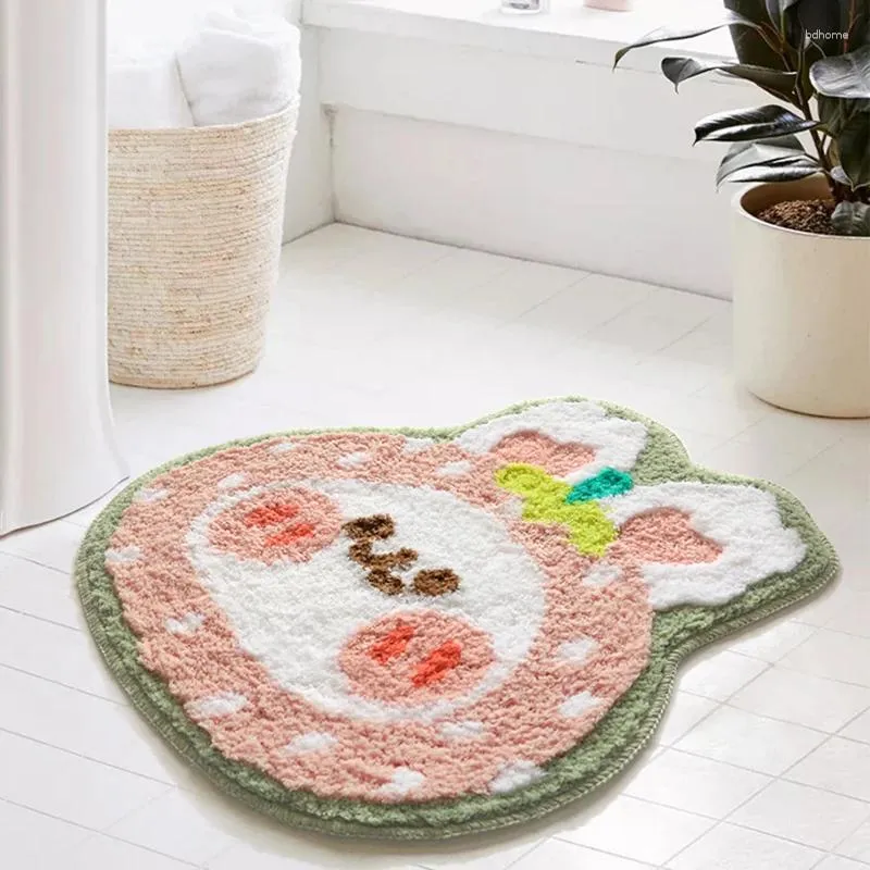 Carpets Tufted Bathroom Mat Soft Fluffy Cartoon Rug Kids Bedroom Carpet Door Floor Anti Slip Pad Aesthetic Home Warm Decor