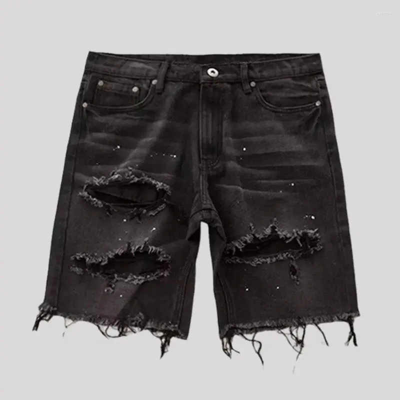 Herren Jeans Männer Denim Shorts Sommer Distressed Stylish Button Multi-Tocket-Design Slim Fit Ripped for Jugendlich