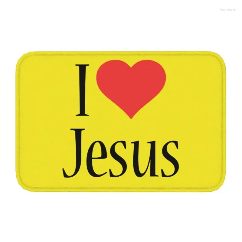 Carpets personnalisés I Love Jesus Doormat Mat Anti-Slip Christian Faith Bath Kitchen Garden Garden tapis 40 cm 60cm