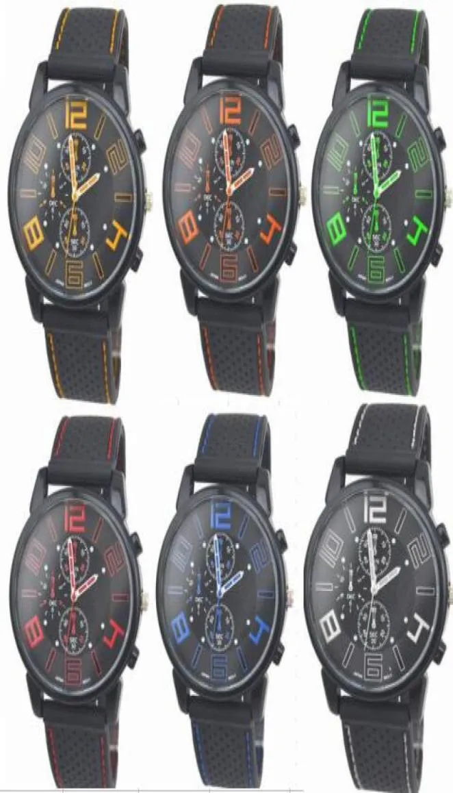 Hele 50pcslot mix 6colors mannen causale sport militaire piloot Aviator Army Silicone GT Watch RW0178857285