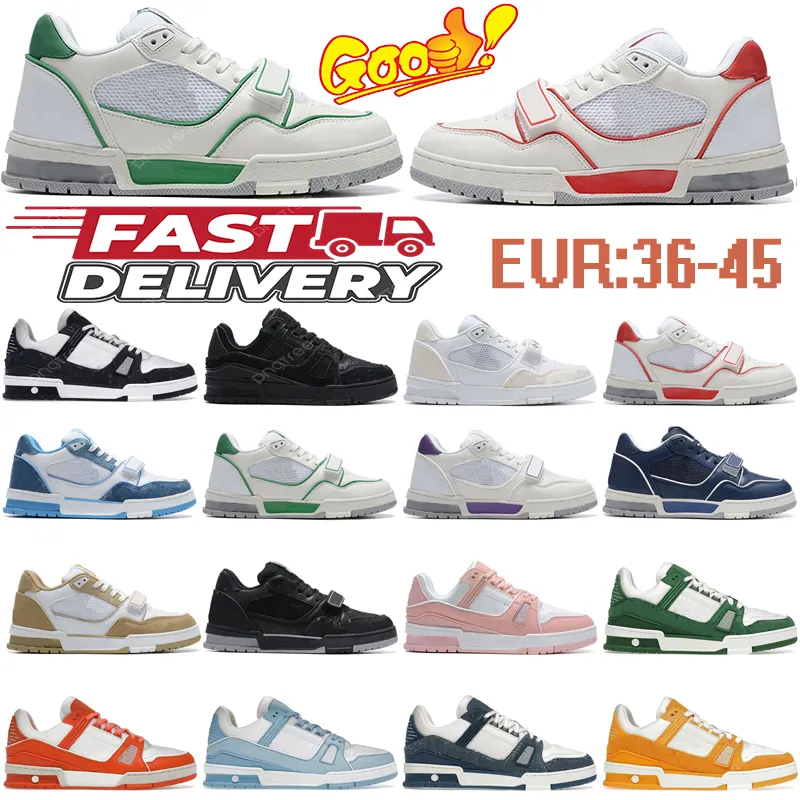 Designer high quality sneakers shoes visitor Embossed Sneaker white black sky blue green denim pink red luxurys mens casual trainers