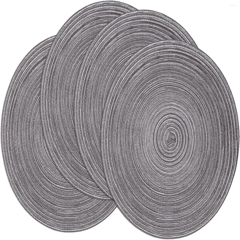 Столовые коврики круглые размещения набор из 4 плетеной 15 -дюймовой хлопковой полиэфир, тканой для столовой праздничной вечеринки