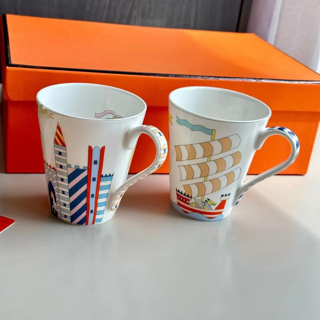 A new generation of fashion children's interesting bone China cup, couple cup, milk breakfast cup, creative slightly luxurious office tea cup, water cu